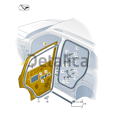 Дверь задняя правая для Шкода Кодиак оригинал