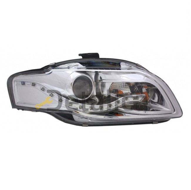 Фара левая+правая комплект тюнинг линзованная без корректора внутри хромированная для Ауди А4 от 2005 (Eagle Eyes)