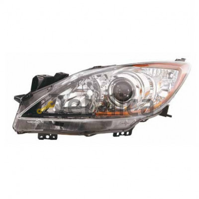 Фара левая под корректор линзованная внутри черная для мазда 3 от 2009