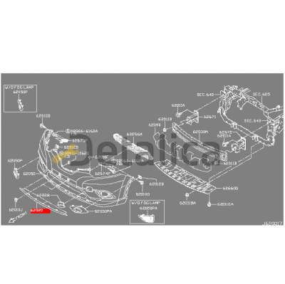 Молдинг переднего бампера для Ниссан Х-Трейл Т32 хром оригинал