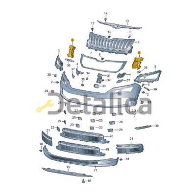 Крепление переднего бампера левый боковой для Шкода Кодиак оригинал