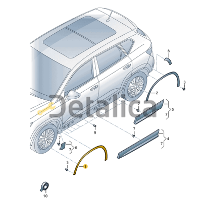 Расширитель арки крыла передний правый для Шкода Кодиак оригинал