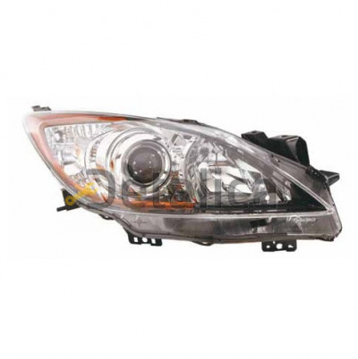 Фара правая под корректор линзованная внутри черная для мазда 3 от 2009