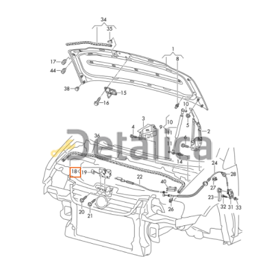 Замок капота нижняя часть для Фольксваген Кадди от 2010 оригинал